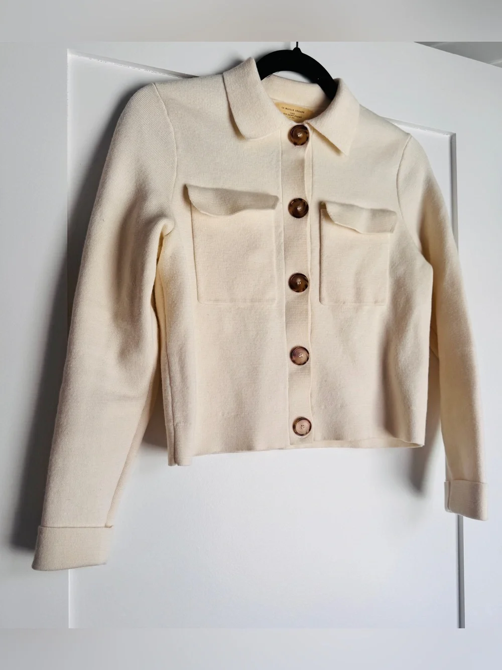 EUC Sezane Betty Merino Wool Cardigan Jacket Ecru Extra Small XS